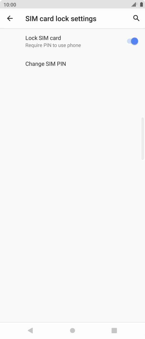 Press the indicator next to 'Lock SIM card' to turn the function on or off.