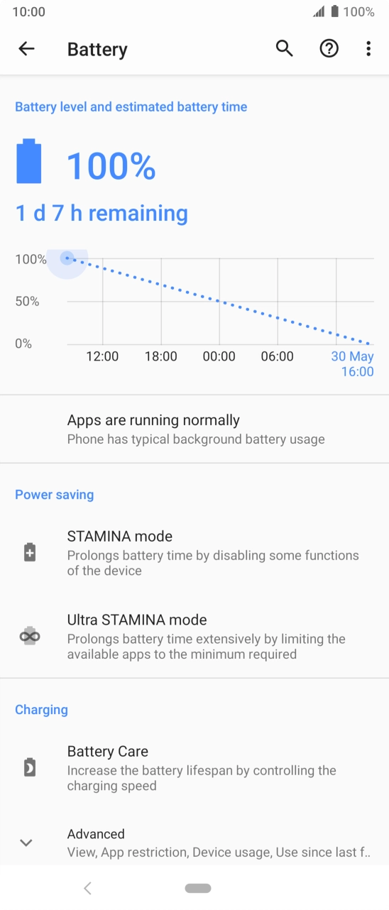 Press the required setting and follow the instructions on the screen to select the required low power mode.