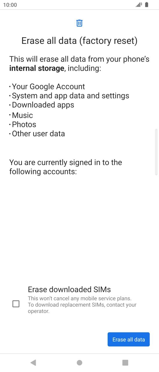 Press Erase all data.