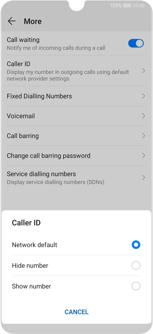 Press Show number to turn on caller identification.