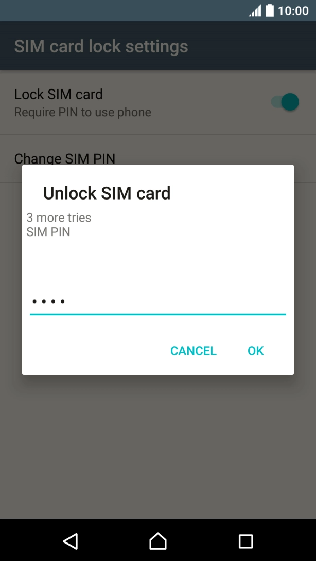 Key in your SIM PIN and press OK. The default SIM PIN is 0000.