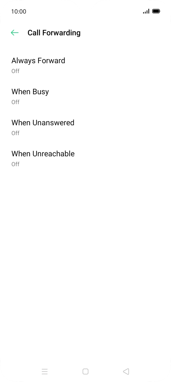 Press the required divert type. Press the required divert type.