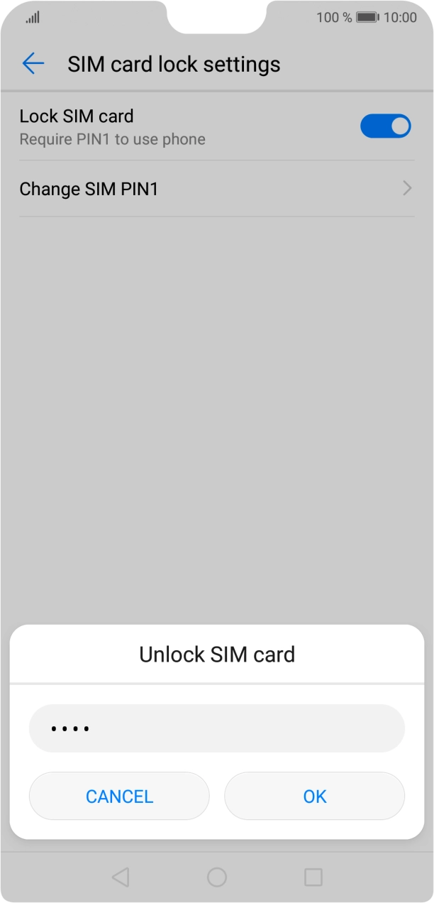 Key in your SIM PIN and press OK. The default SIM PIN is 0000.