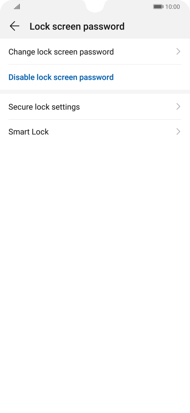 Press Disable lock screen password.