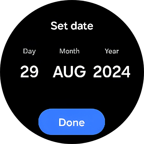 Slide your finger up or down on the screen to set the required date.