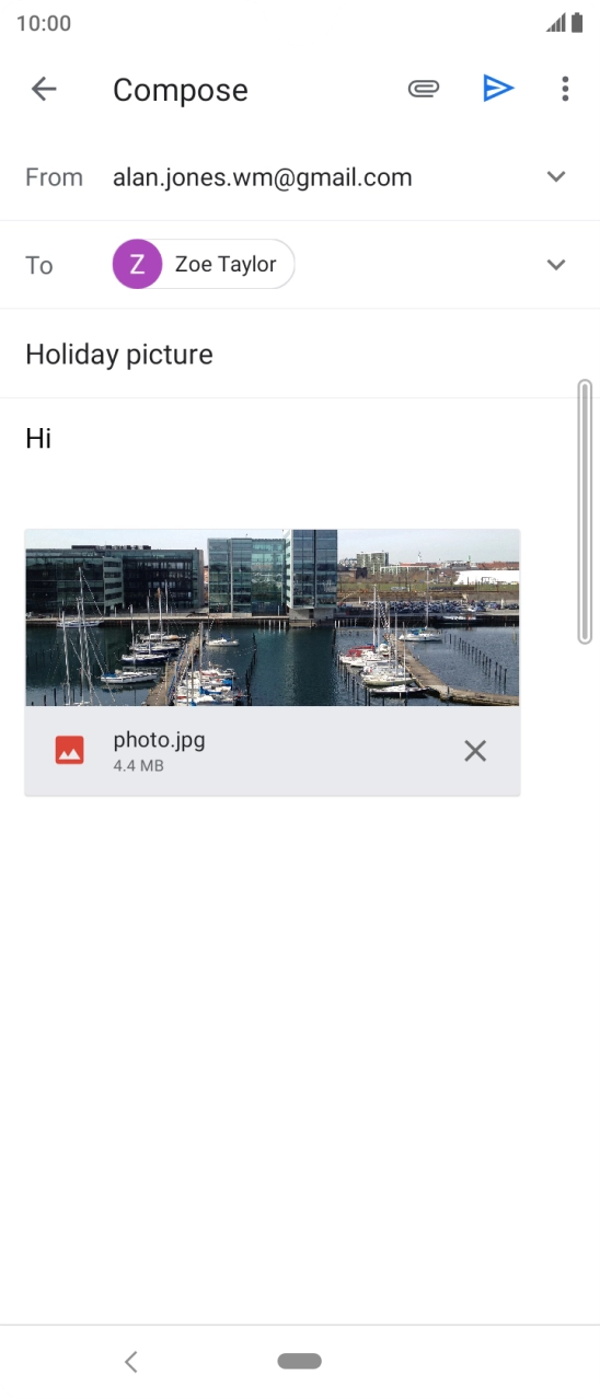 Press the send icon when you've finished your email.