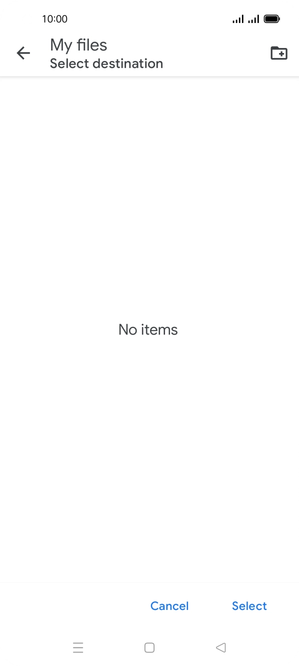 To create a new folder, press the new folder icon and follow the instructions on the screen to create a new folder.