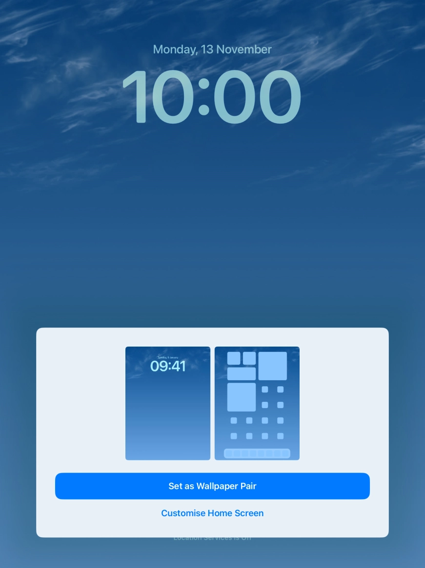 To use the same colour theme on the home screen, press Set as Wallpaper Pair.