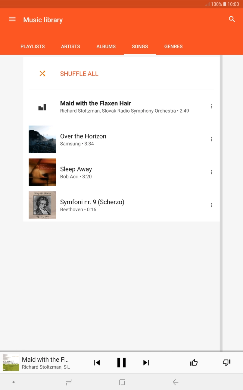 Press the song title at the bottom of the screen. Press the song title at the bottom of the screen.