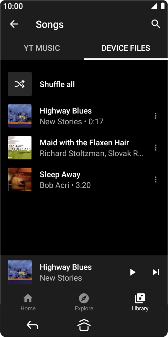 Press the required audio file.