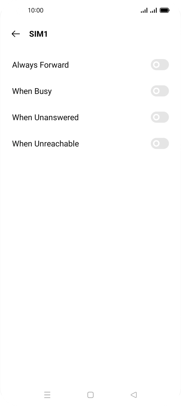 Press the indicator next to the required divert type.
