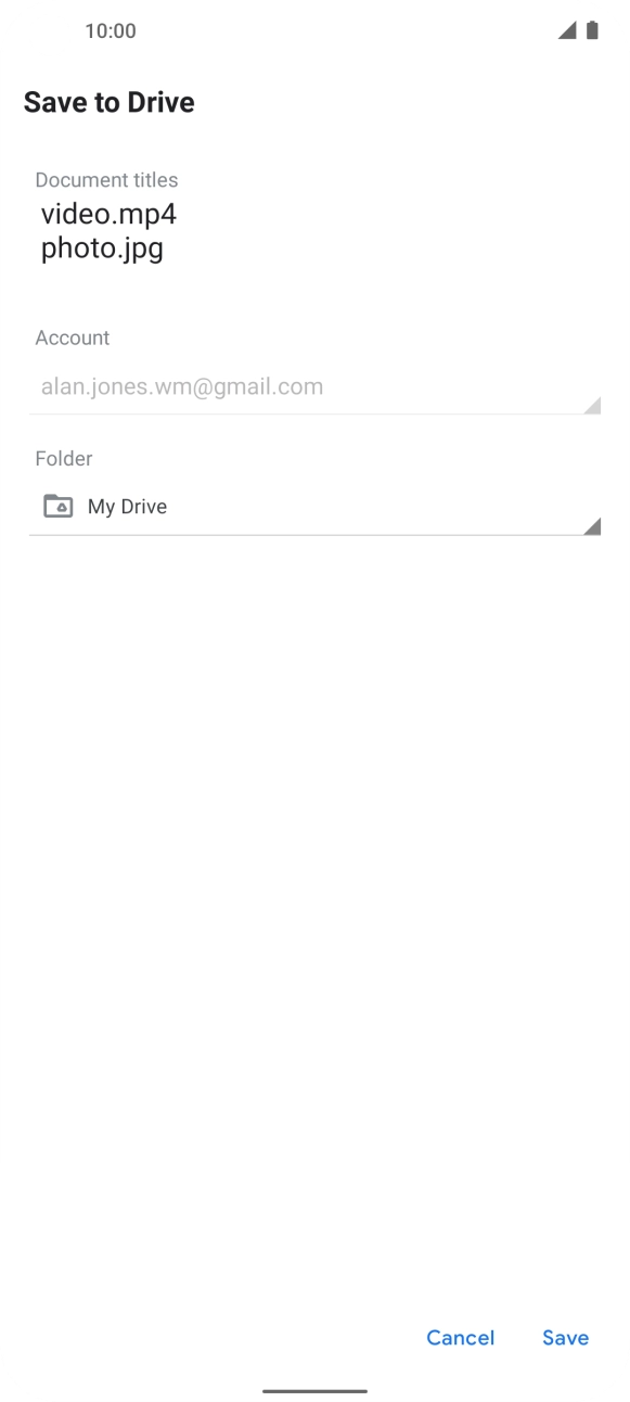 Press the field below 'Folder' and go to the required folder.