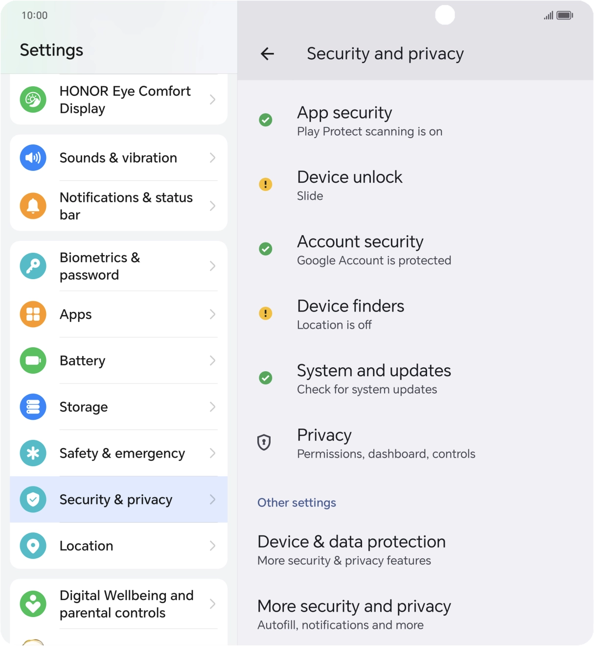 Press More security and privacy.
