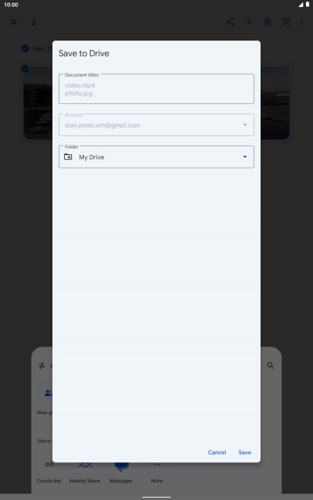 Press the field below 'Folder' and go to the required folder.