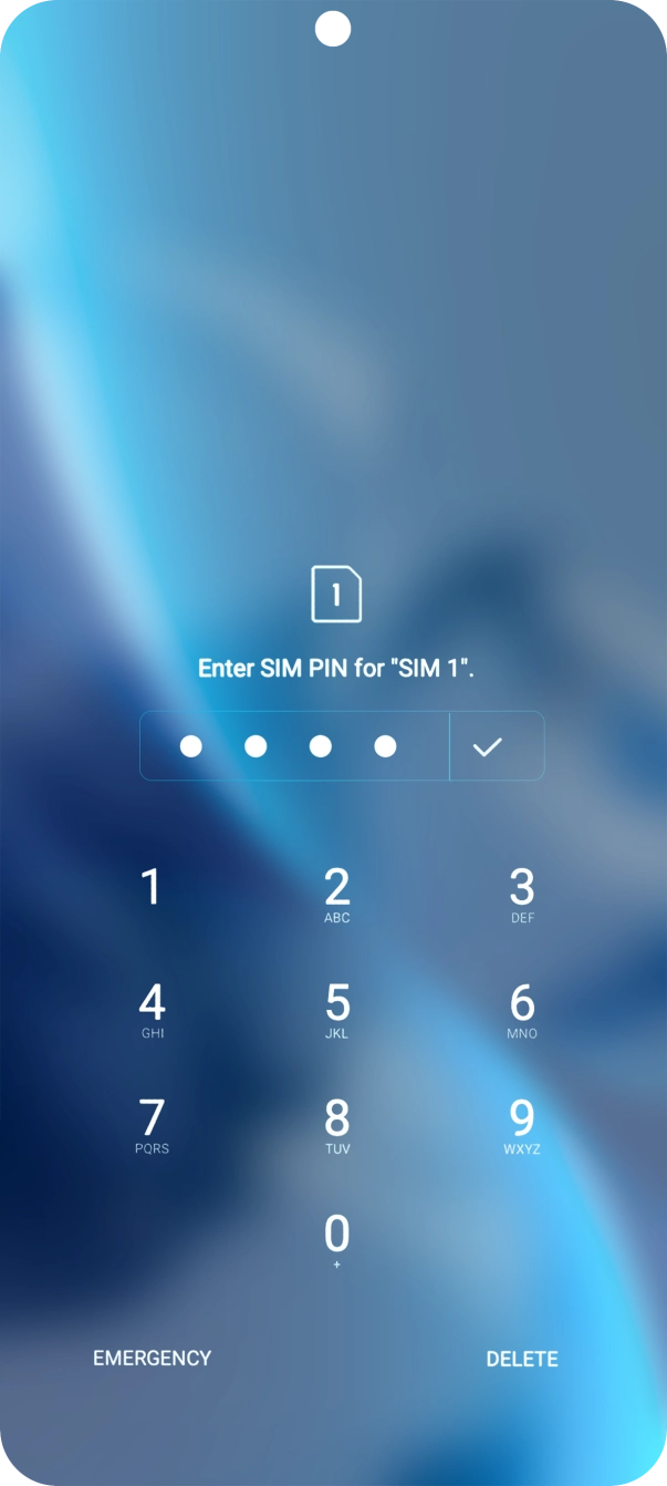 Key in your SIM PIN and press the confirm icon. The default SIM PIN is 0000.