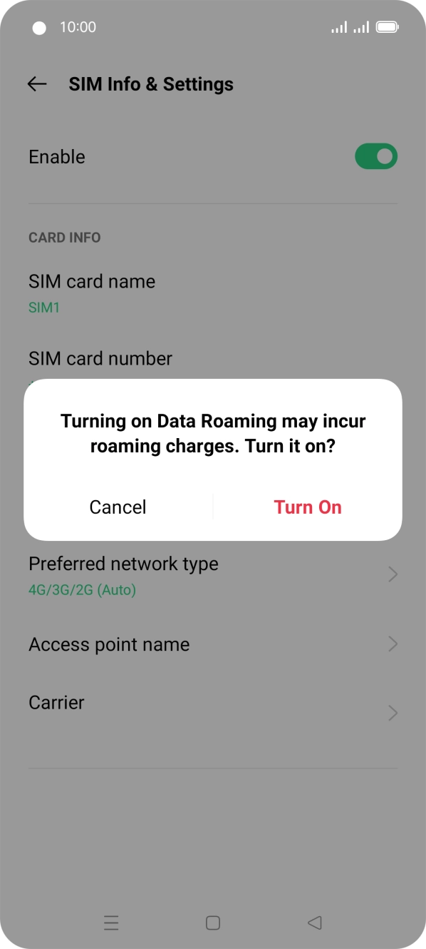If you turn on the function, press Turn On. If you turn on the function, press Turn On.