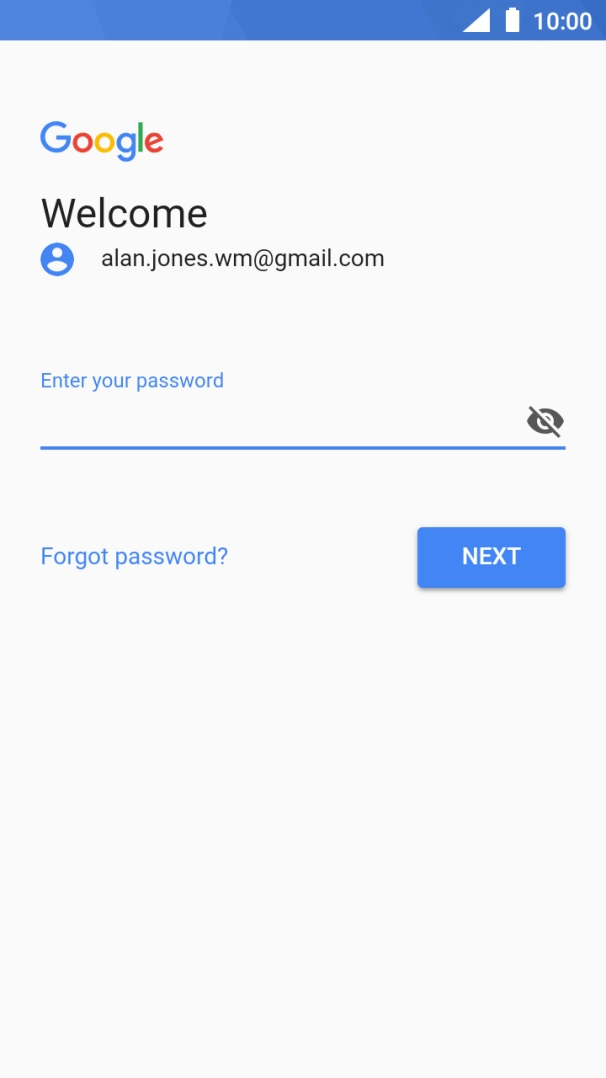 Press the field below 'Enter your password' and key in the password for your Google account.