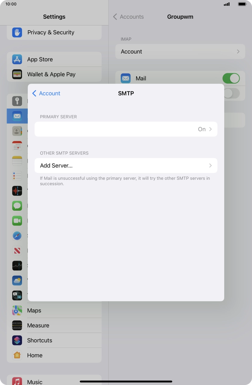 Press the field below 'PRIMARY SERVER'. Press the field below 'PRIMARY SERVER'.