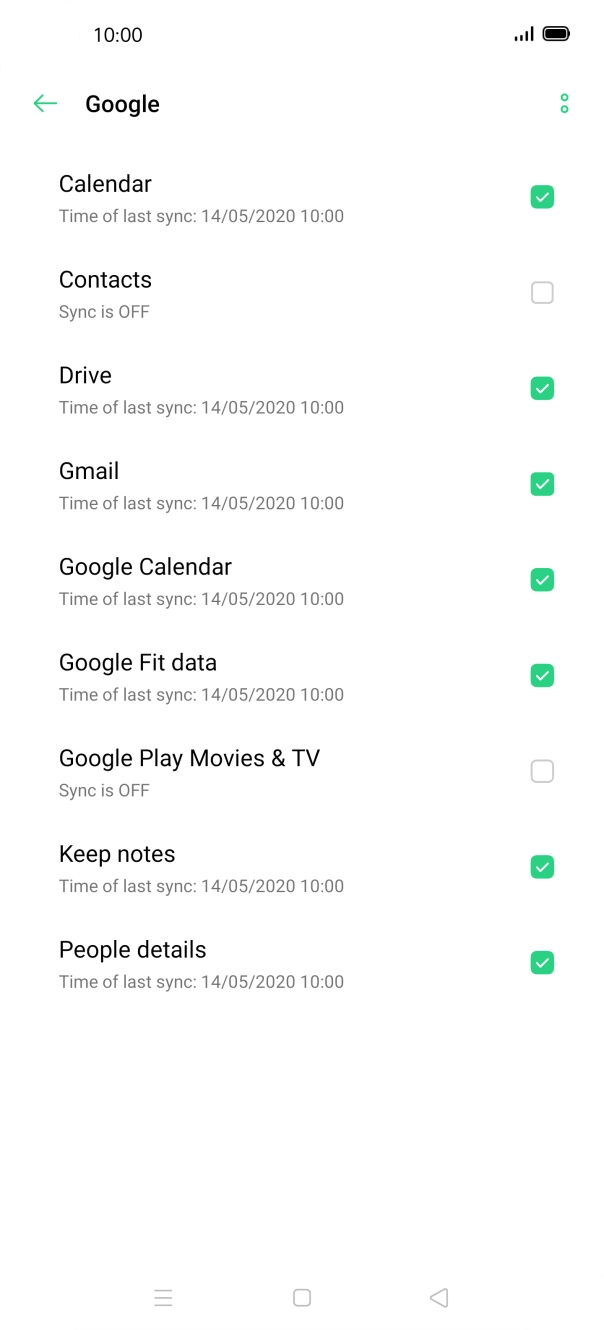 Press the field next to 'Contacts' to turn on the function.