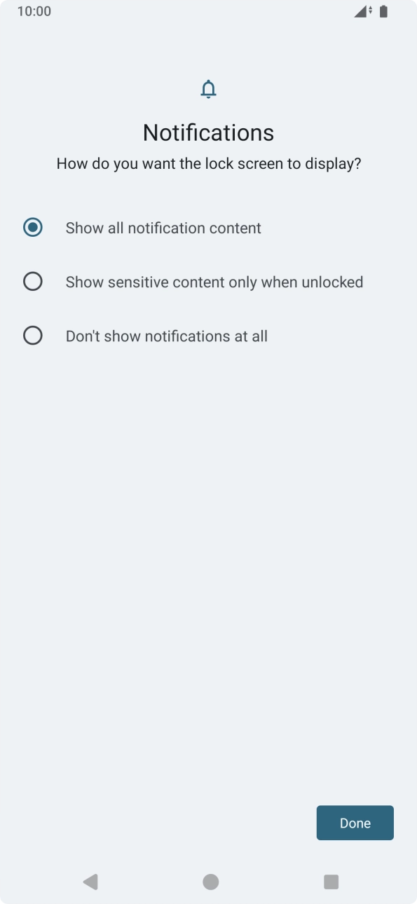 Press the required setting. Press the required setting.