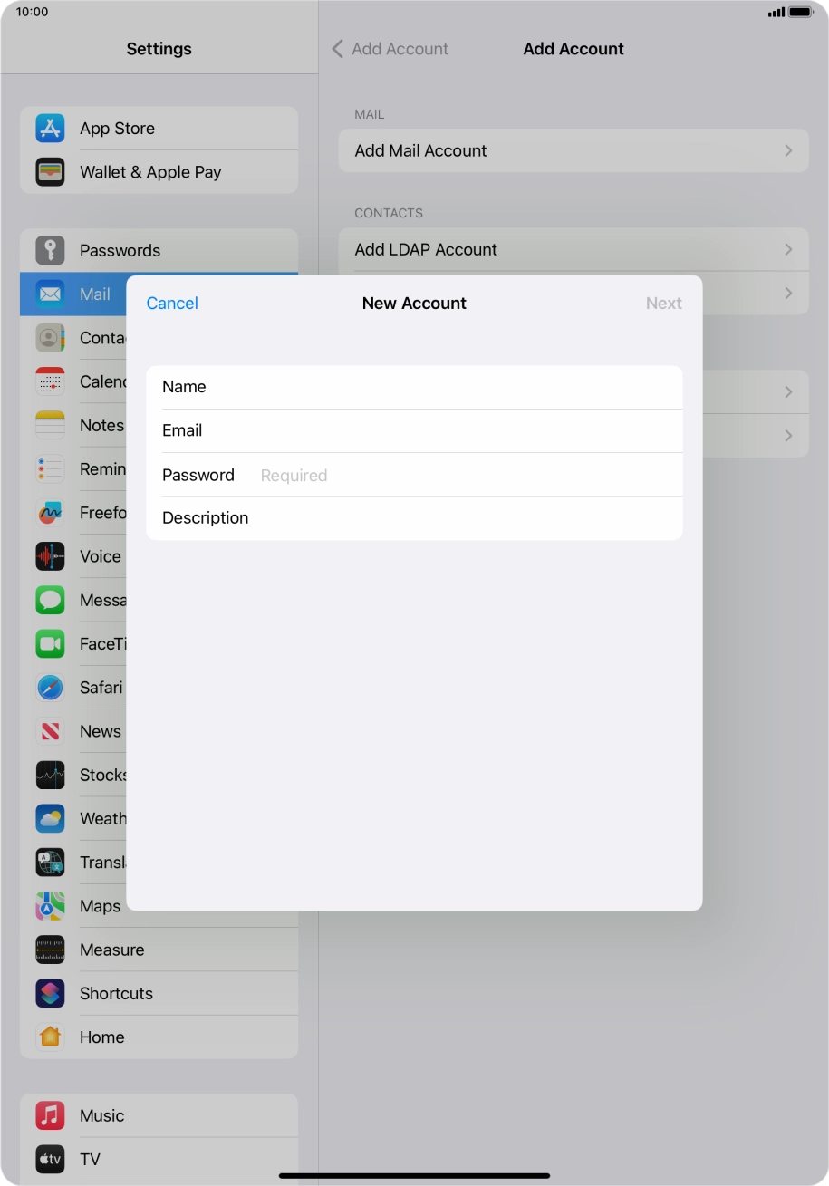 Press Password and key in the password for your email account. Press Password and key in the password for your email account.