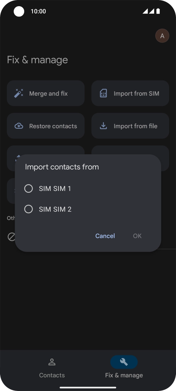 Press the required SIM.