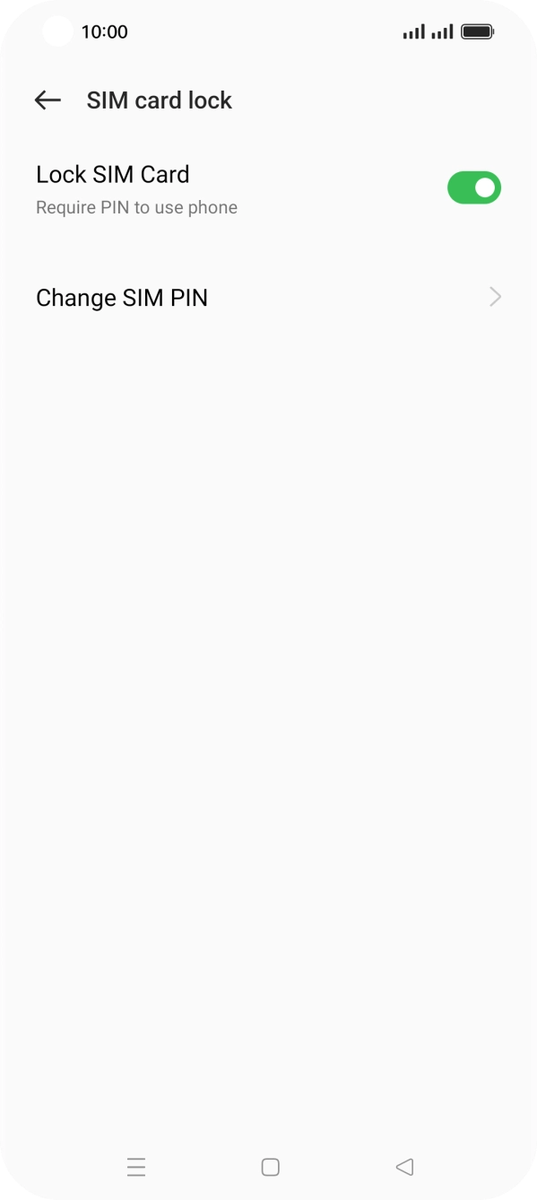 Press the indicator next to 'Lock SIM Card' to turn the function on or off.