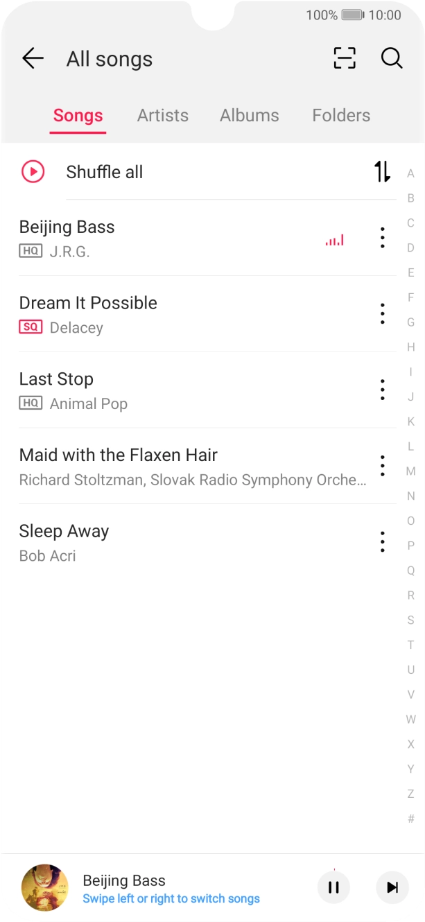 Press the song title at the bottom of the screen.