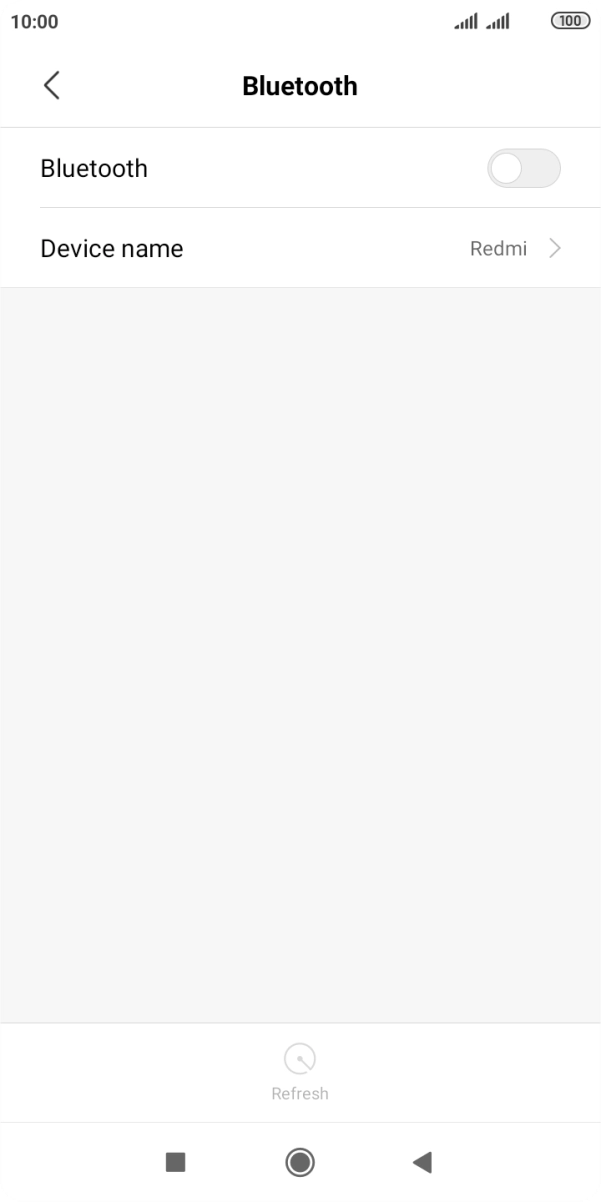 Press the indicator next to 'Bluetooth' to turn on the function.