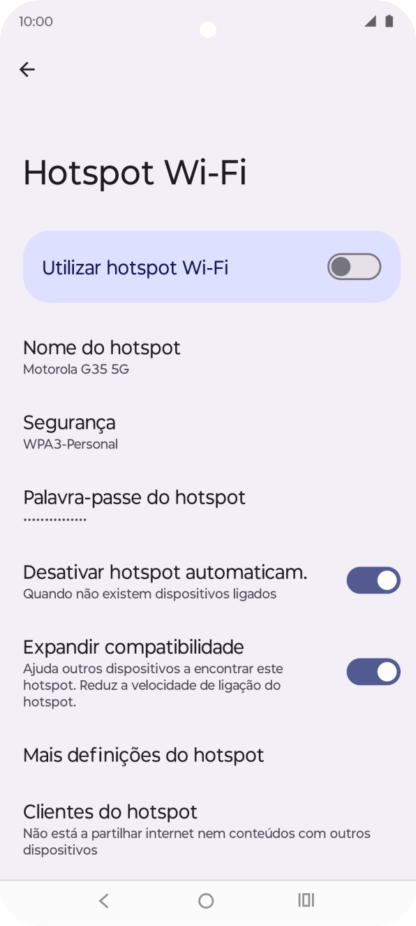 Prima Palavra-passe do hotspot.