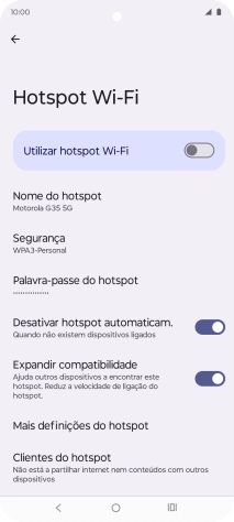 Prima Palavra-passe do hotspot.