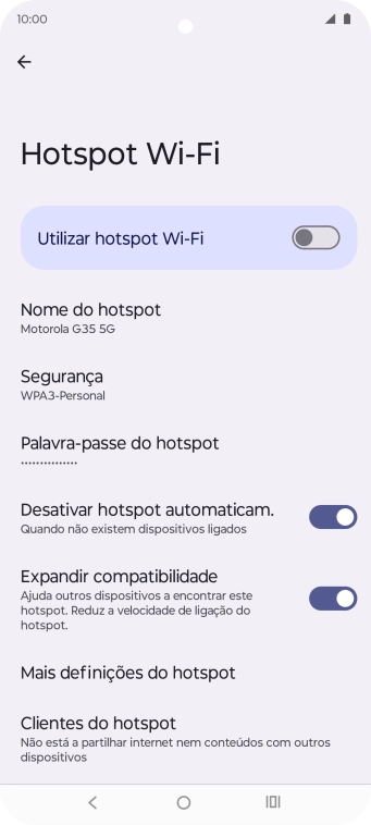 Prima Palavra-passe do hotspot.