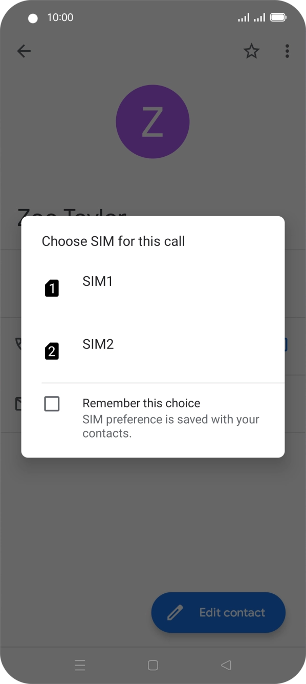 Press the required SIM.