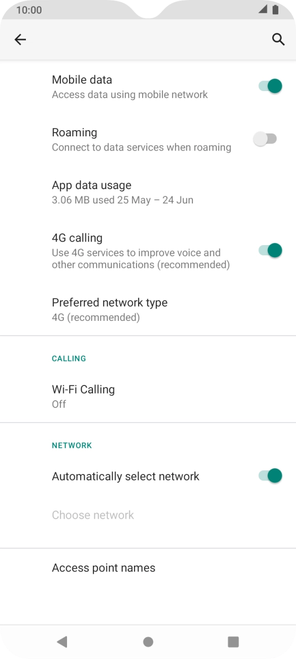 Press Access point names. Press Access point names.
