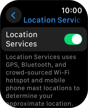 Press the indicator next to 'Location Services' to turn the function on or off.