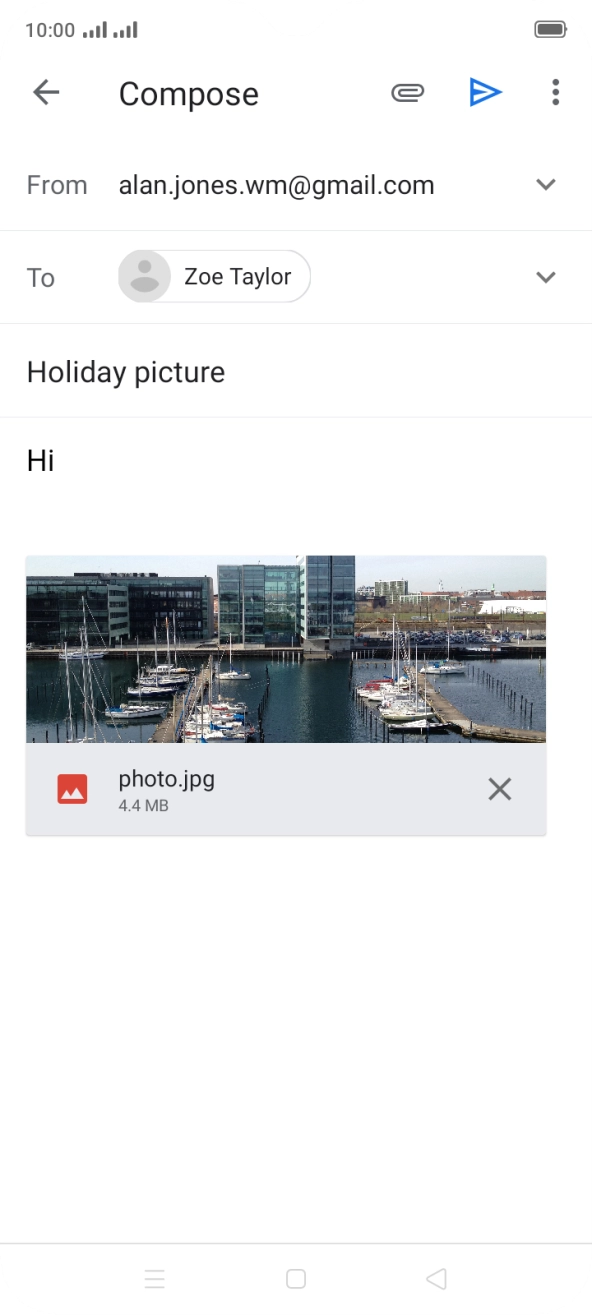 Press the send icon when you've finished your email.