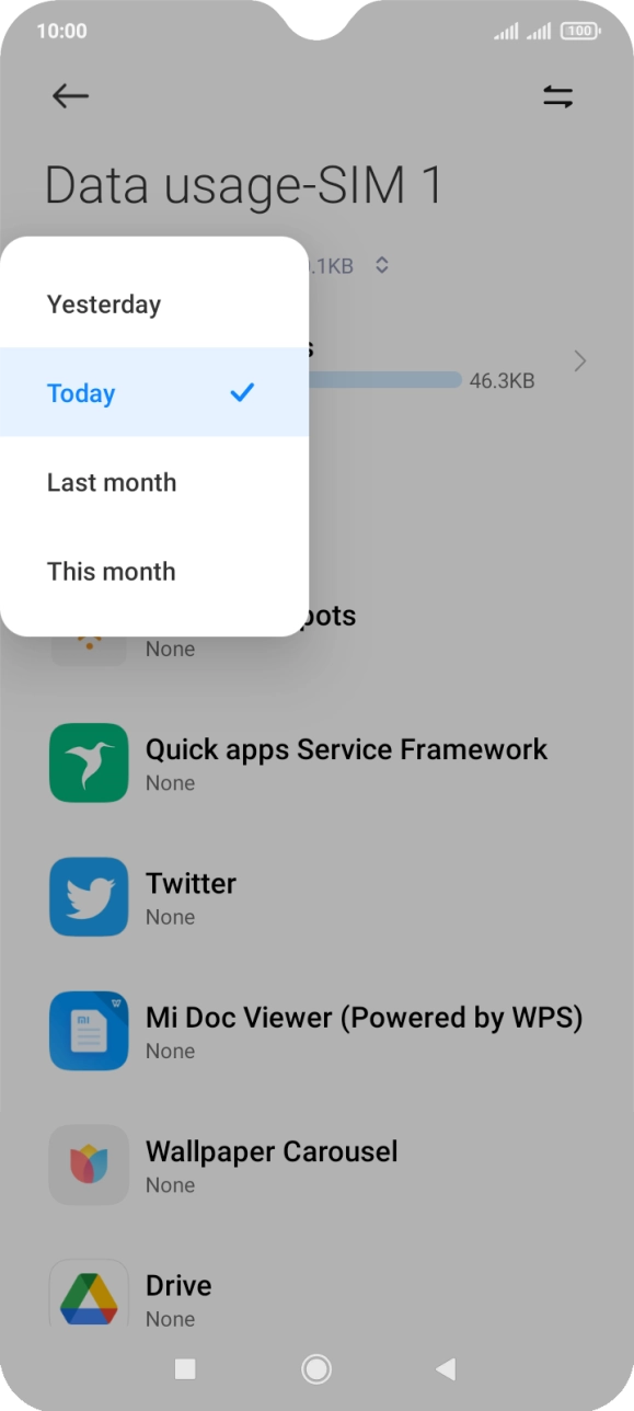 Press the required setting.