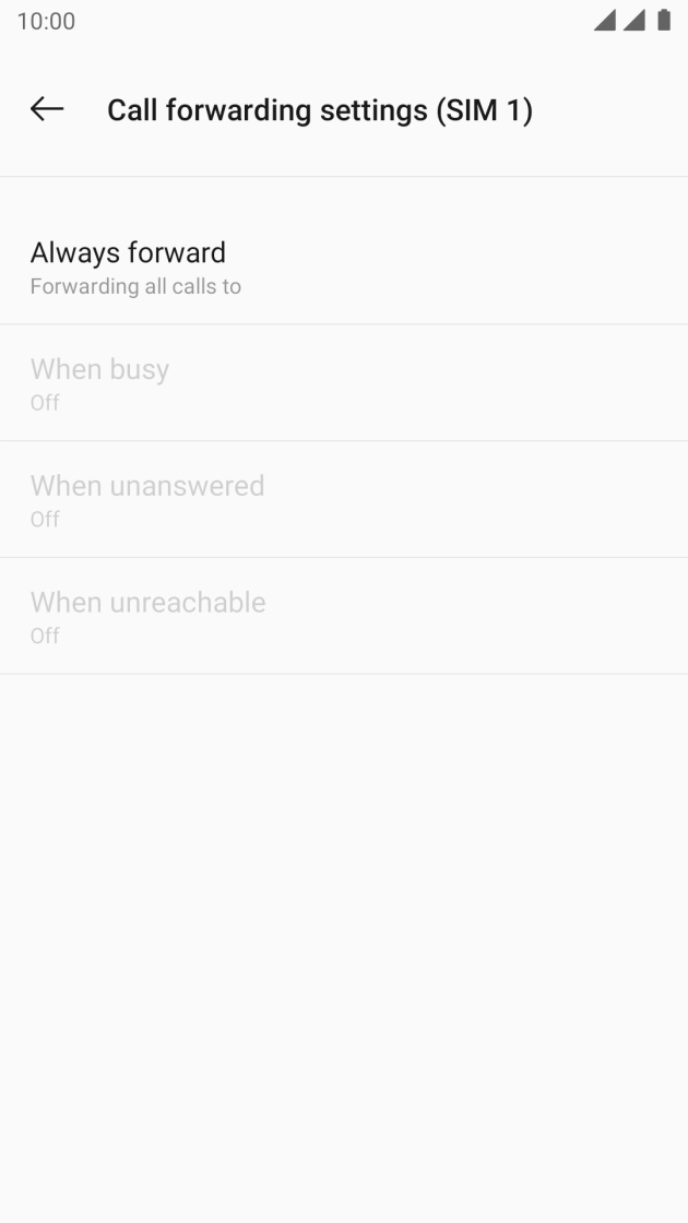 Press the required divert type.
