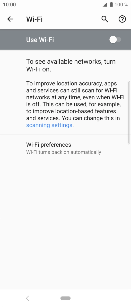 Press the indicator next to 'Use Wi-Fi' to turn on the function.