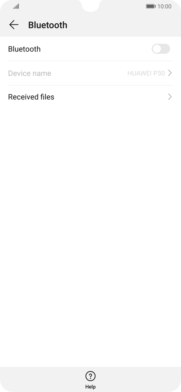 Press the indicator next to 'Bluetooth' to turn on the function.