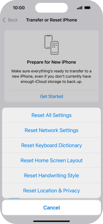 Press Reset Network Settings.