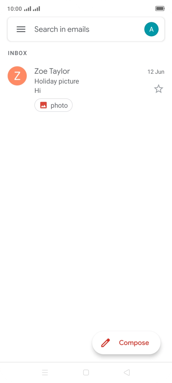 Press the email account icon.