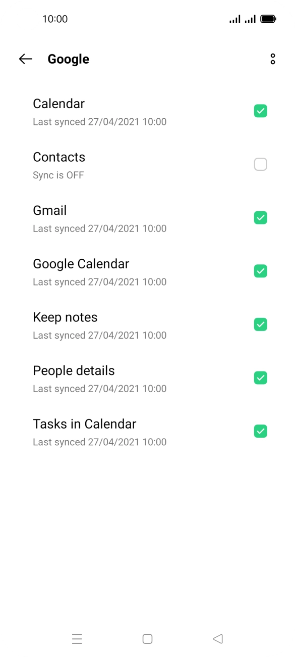 Press the field next to 'Contacts' to turn on the function.