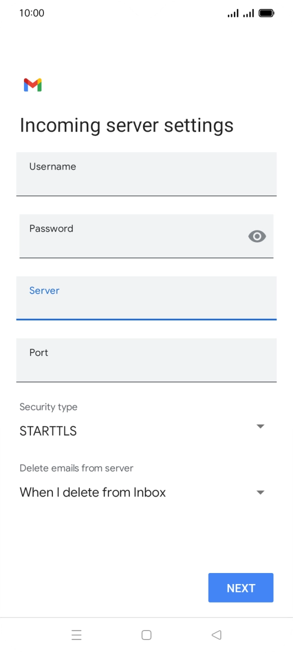 Press the field below 'Port' and key in 110. Press the field below 'Port' and key in 110.