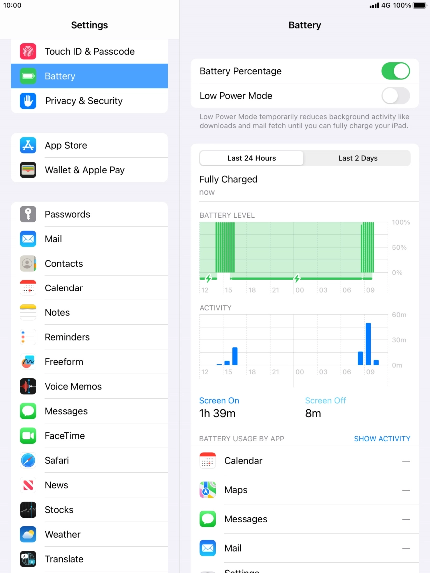 Press the indicator next to 'Low Power Mode' to turn on the function.