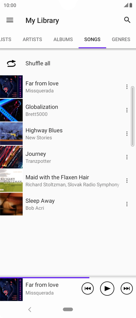 Press the required audio file.