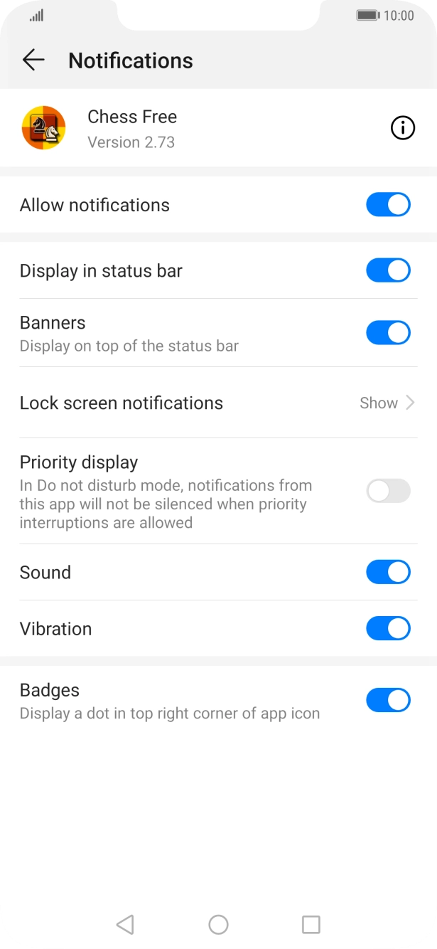 Press the indicator next to 'Allow notifications' to turn the function on or off.