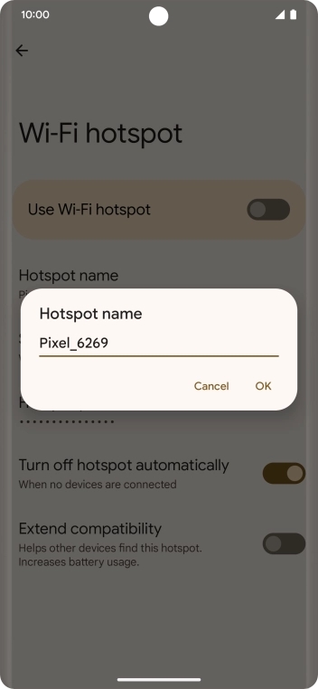 Key in the required WiFi hotspot name and press OK.