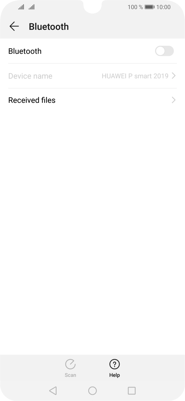 Press the indicator next to 'Bluetooth' to turn on the function.