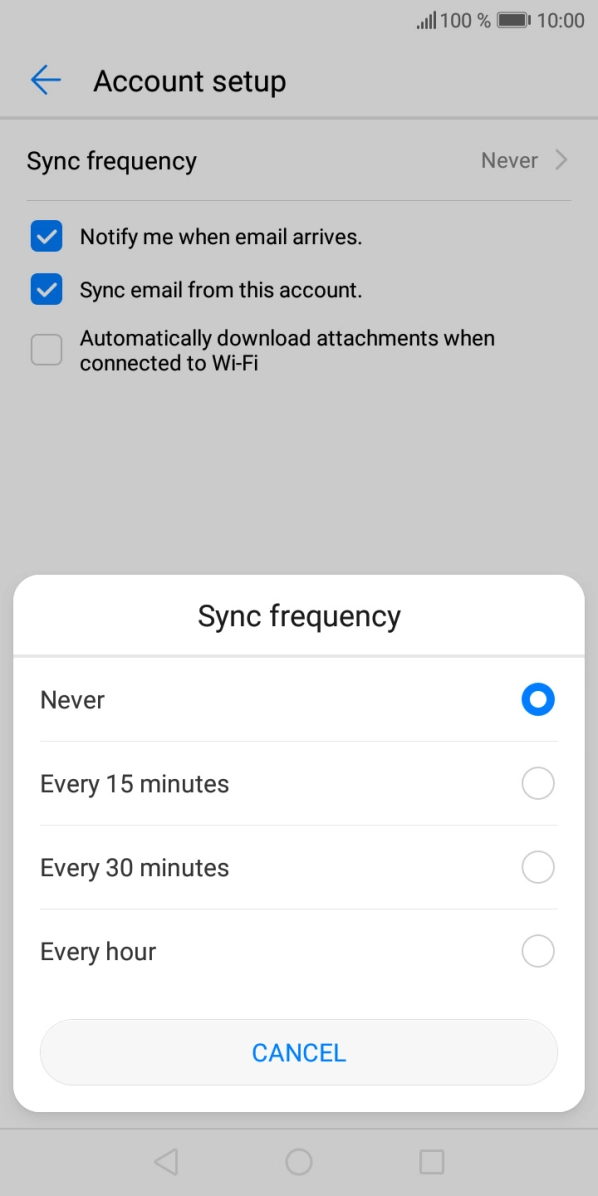 Press the required setting.